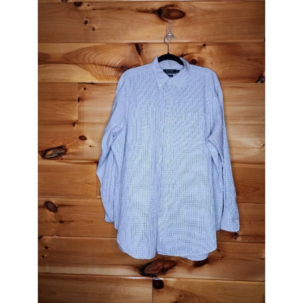 Polo Ralph Lauren Men’s 16.5 32/33 Light Blue Gray White Check Long Sleeve Shirt